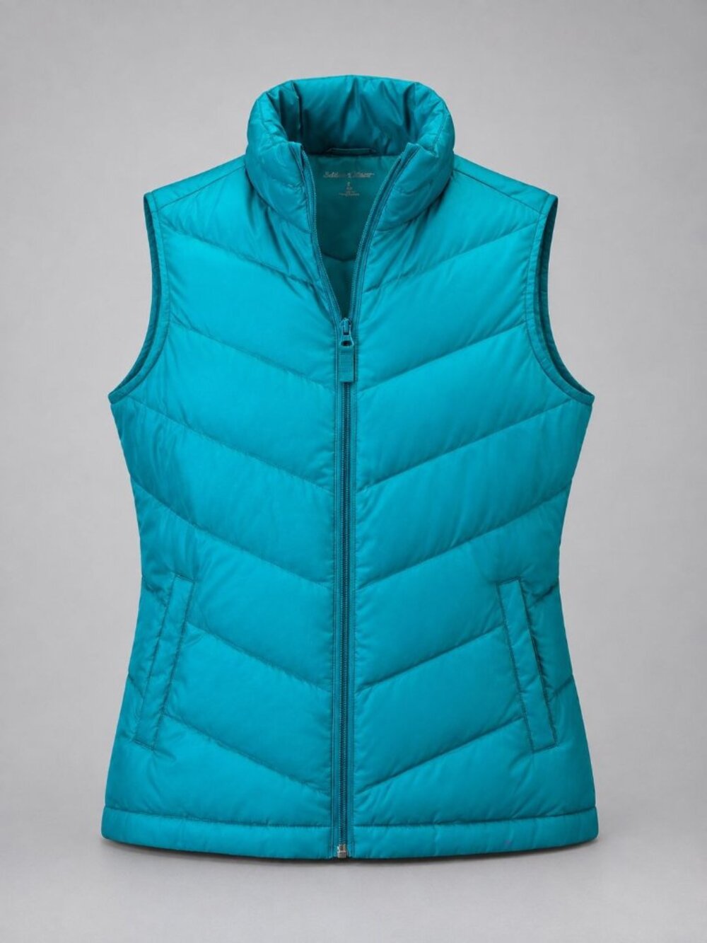 Lands End Womens Size Small Vest Turquoise Blue Puffer w Down Insulation
